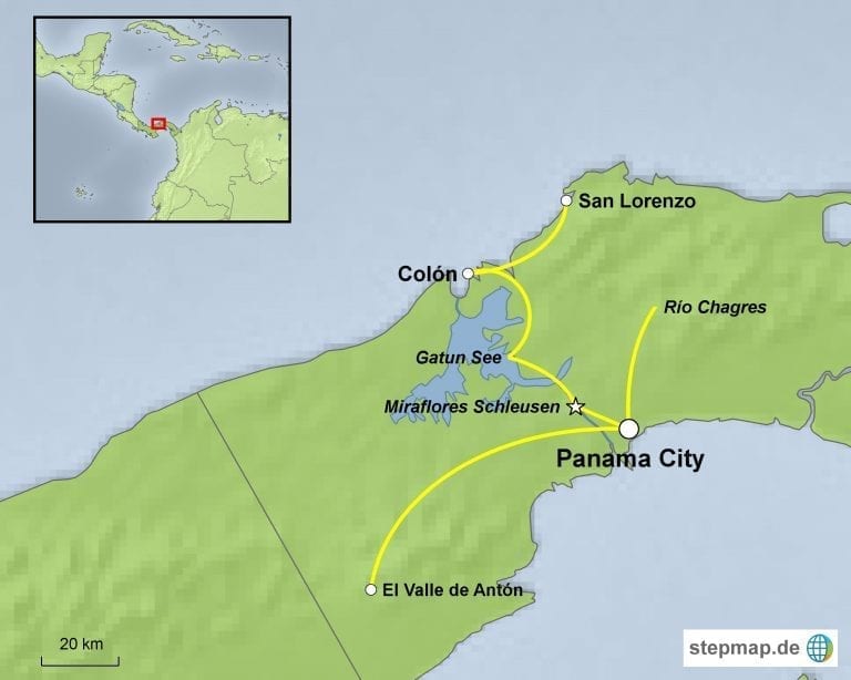 Landkarte Gruppenreise Panama kompakt