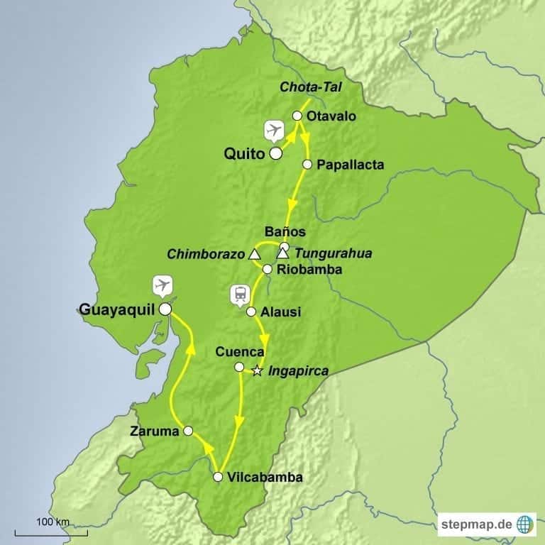 Landkarte Gruppenreise Ecuador intensiv
