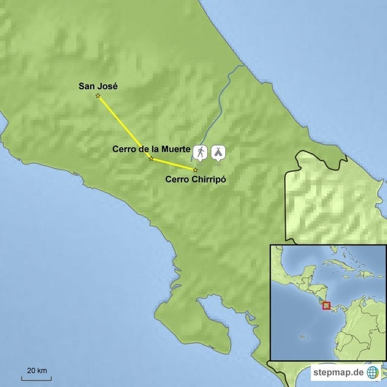 Landkarte Baustein Besteigung des Chirripó
